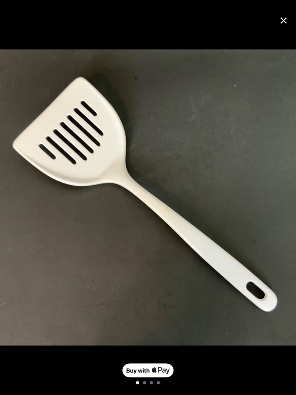 VTG Melamine White Wide Angled slotted Spatchula Circa 1970s